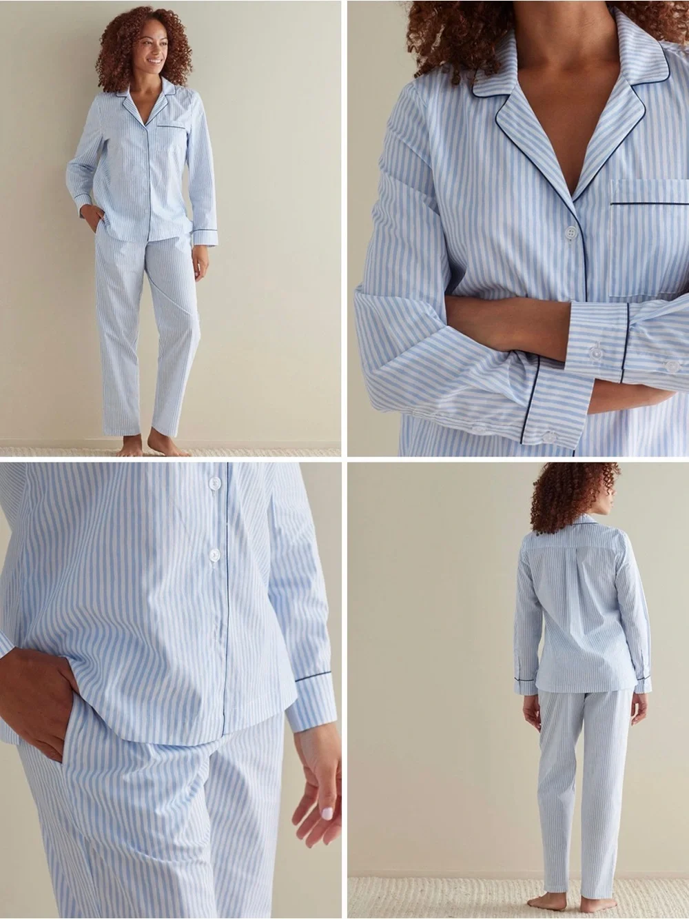 The Company Store Striped Poplin Long-Sleeve Pajama Set
